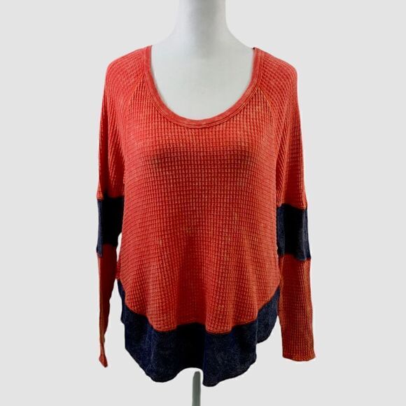 We The Free Orange Fashion Waffle Knit Thermal Top Size XS - Picture 1 of 11